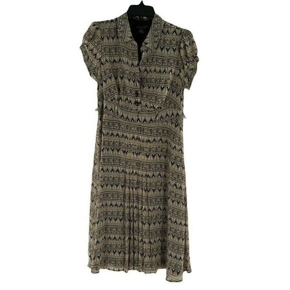 Signature By Robbie Bee Dress Womens Size 10 Geometric Lined Pleated Midi - Picture 3 of 7